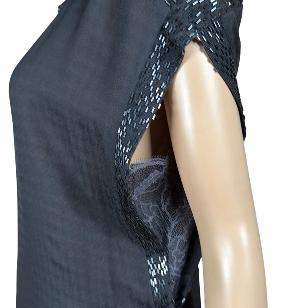 NWT Nina Ricci Black Silk Georgette Beaded Cold Shoulder Maxi Gown Dress FR 44 U - Picture 6 of 16